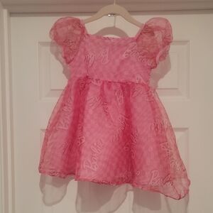 Pink Barbie Dress with Puff Sleeves
